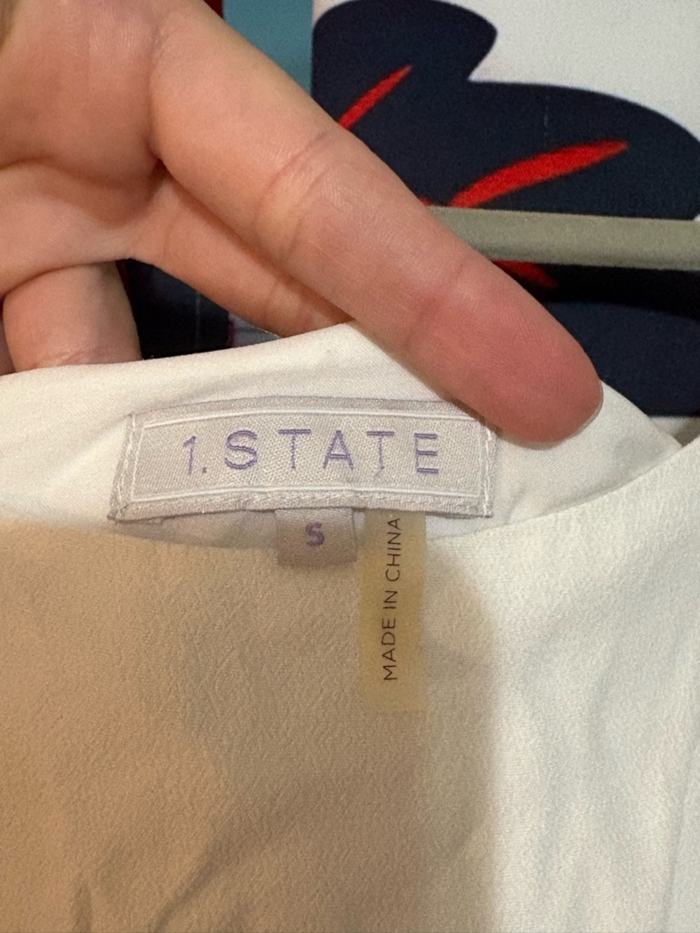 1.STATE White Textured Blouse with Subtle Stitching